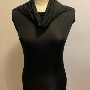 Clothes black cowl neck extended shoulder black jersey shell